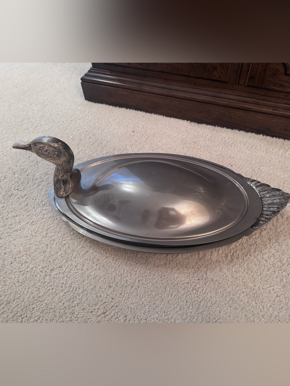 Silver Duck Serving Platter with Lid